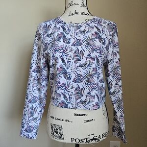 Coolibar Cropped Rash Guard Womens M Palm Leaf Print